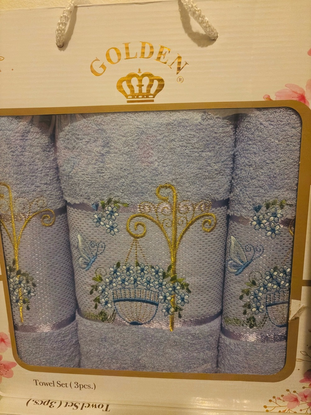 Light Blue Embroidered Towel Set (3 pcs)
